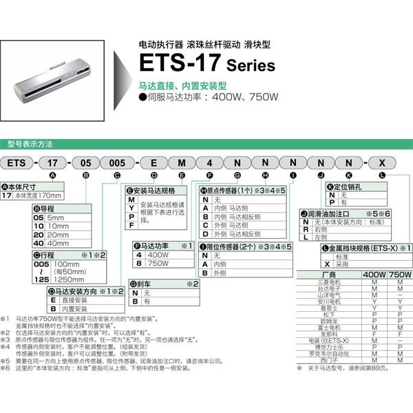 CKD喜開理電動執(zhí)行器（無馬達型）滑塊型ETS-17-40015-EM4NNNNN