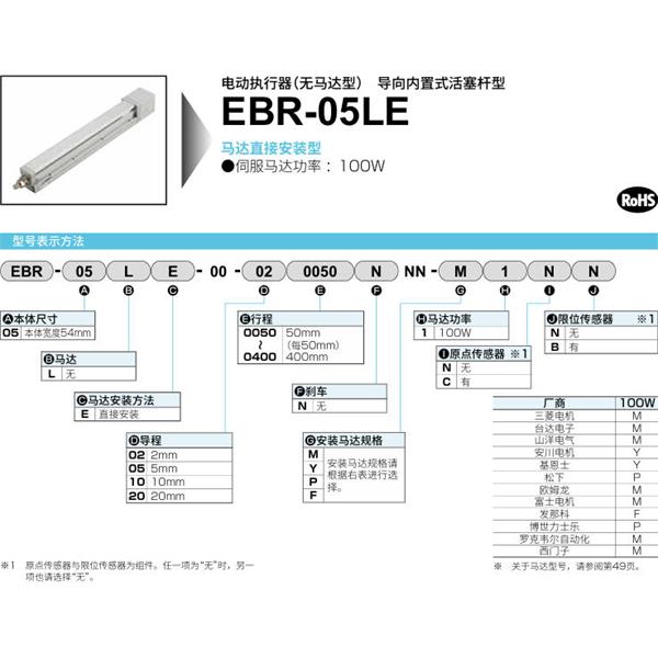 CKD喜開理電動執(zhí)行器（無馬達型）滑塊型EBR-05LE-00-100050NNN-M1NN
