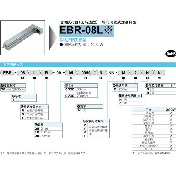 CKD喜開理電動執(zhí)行器（無馬達型）滑塊型EBR-08LL-00-200700NNN-F2CB
